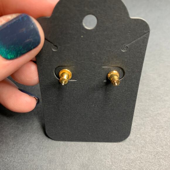 Napier Signed Button Earrings- Red Gold Post Back Vintage - Picture 3 of 6